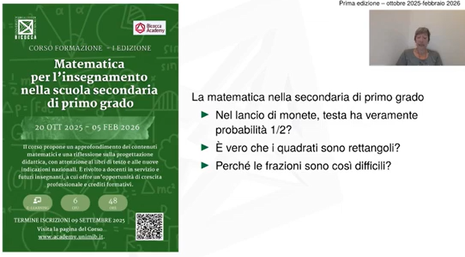 Video-presentazione online | Matematica per l’insegnamento nella scuola secondaria di primo grado Video-presentazione online | Matematica per l’insegnamento nella scuola secondaria di primo grado