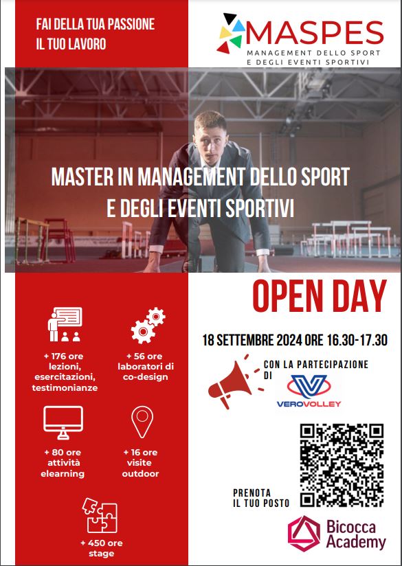 volantino master in management dello sport e degli eventi sportivi